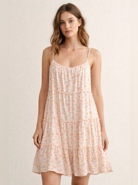 32. Abound • NWT $70 USD Peach Floral Tiered Spaghetti Strap Sundress